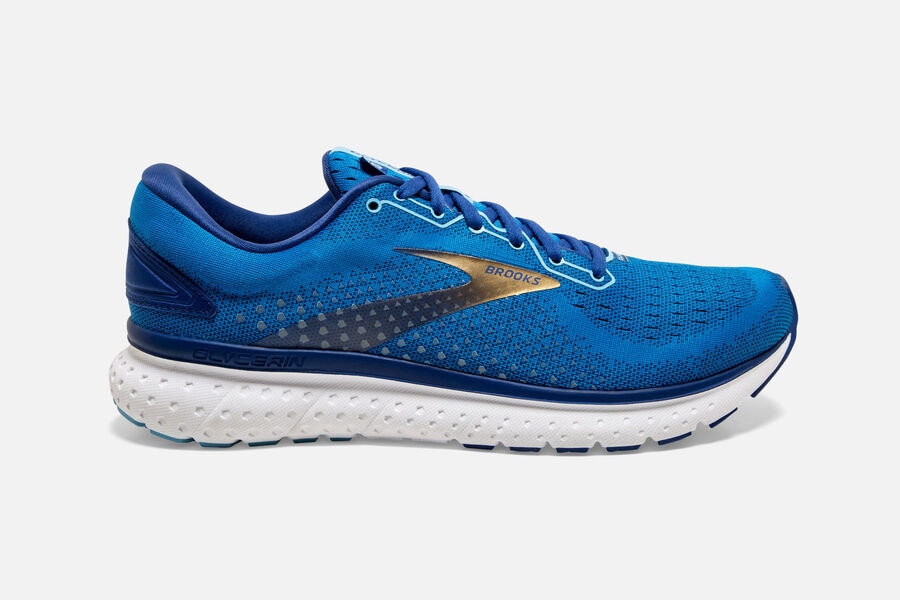 Brooks Running Shoes - Glycerin 18 Road Mens - Blue/Gold - EDB-046891